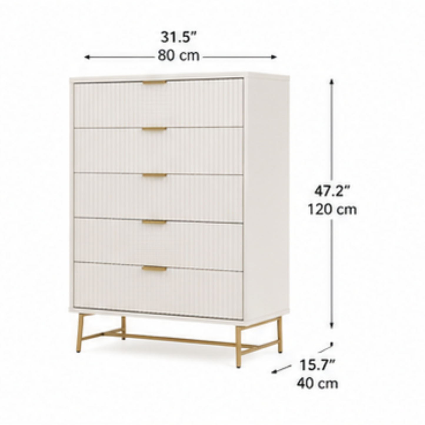 Aurora Fluted 5-Drawer Chest