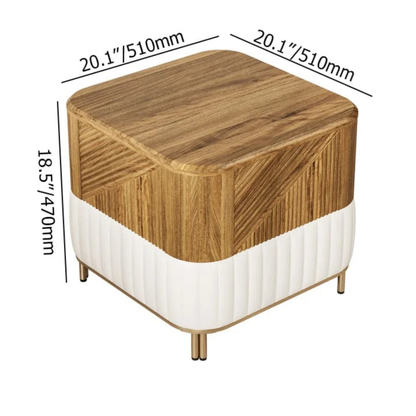 Modern Wood & White Nightstand with Storage Cabinet