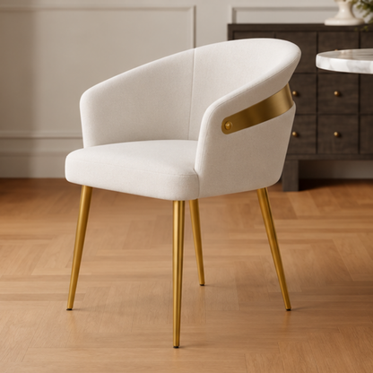Quilted Ivory Dining Chair