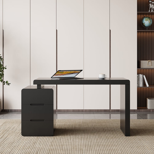 Mular 47" Rectangular Black Desk with 3 Drawers