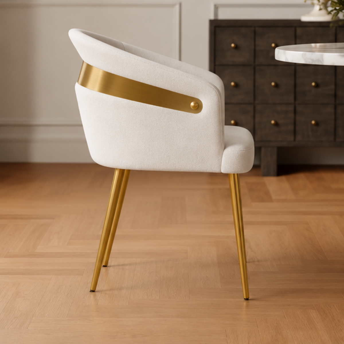 Quilted Ivory Dining Chair
