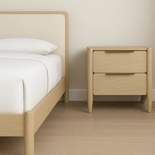 Scandinavian Oak 2-Drawer Nightstand
