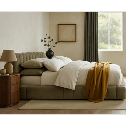 Modern Channel-Tufted Upholstered Bed